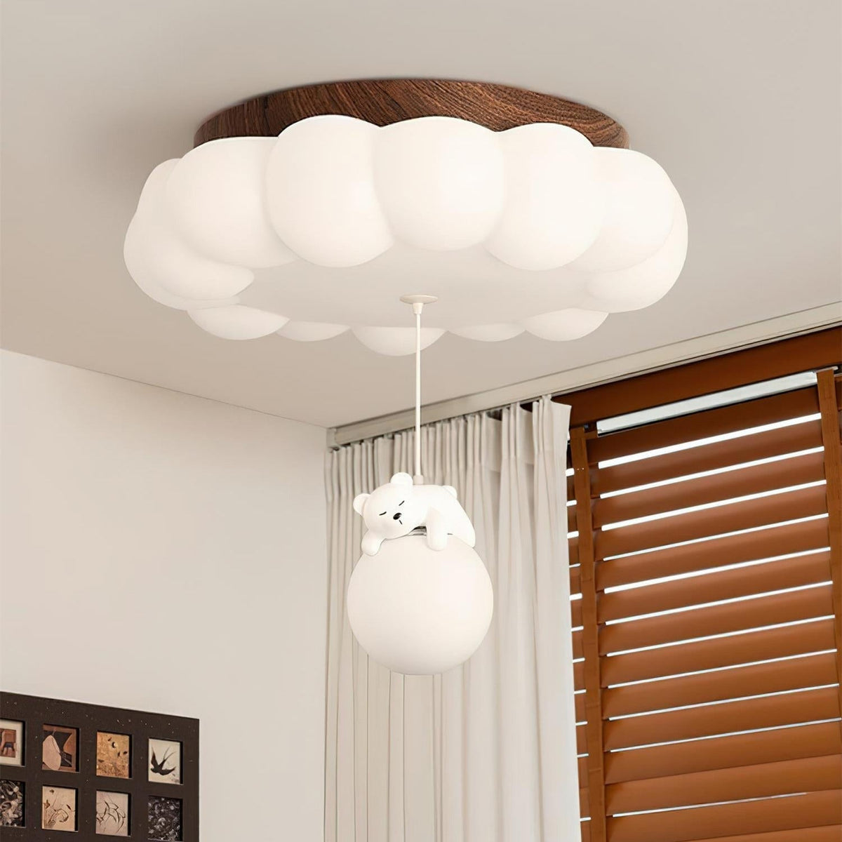 Plafonnier pour chambre d’enfant, ours, gâteau, nuage, acrylique, lumière chaude, encastré, décoratif, suspension en forme de peluche, chambre de 5-10m² | Sansoti