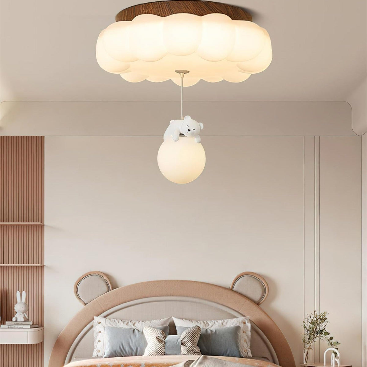 Plafonnier pour chambre d’enfant, ours, gâteau, nuage, acrylique, lumière chaude, encastré, décoratif, suspension en forme de peluche, chambre de 5-10m² | Sansoti