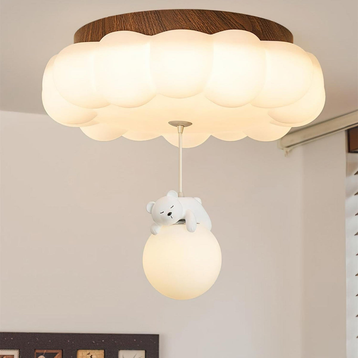 Plafonnier pour chambre d’enfant, ours, gâteau, nuage, acrylique, lumière chaude, encastré, décoratif, suspension en forme de peluche, chambre de 5-10m² | Sansoti