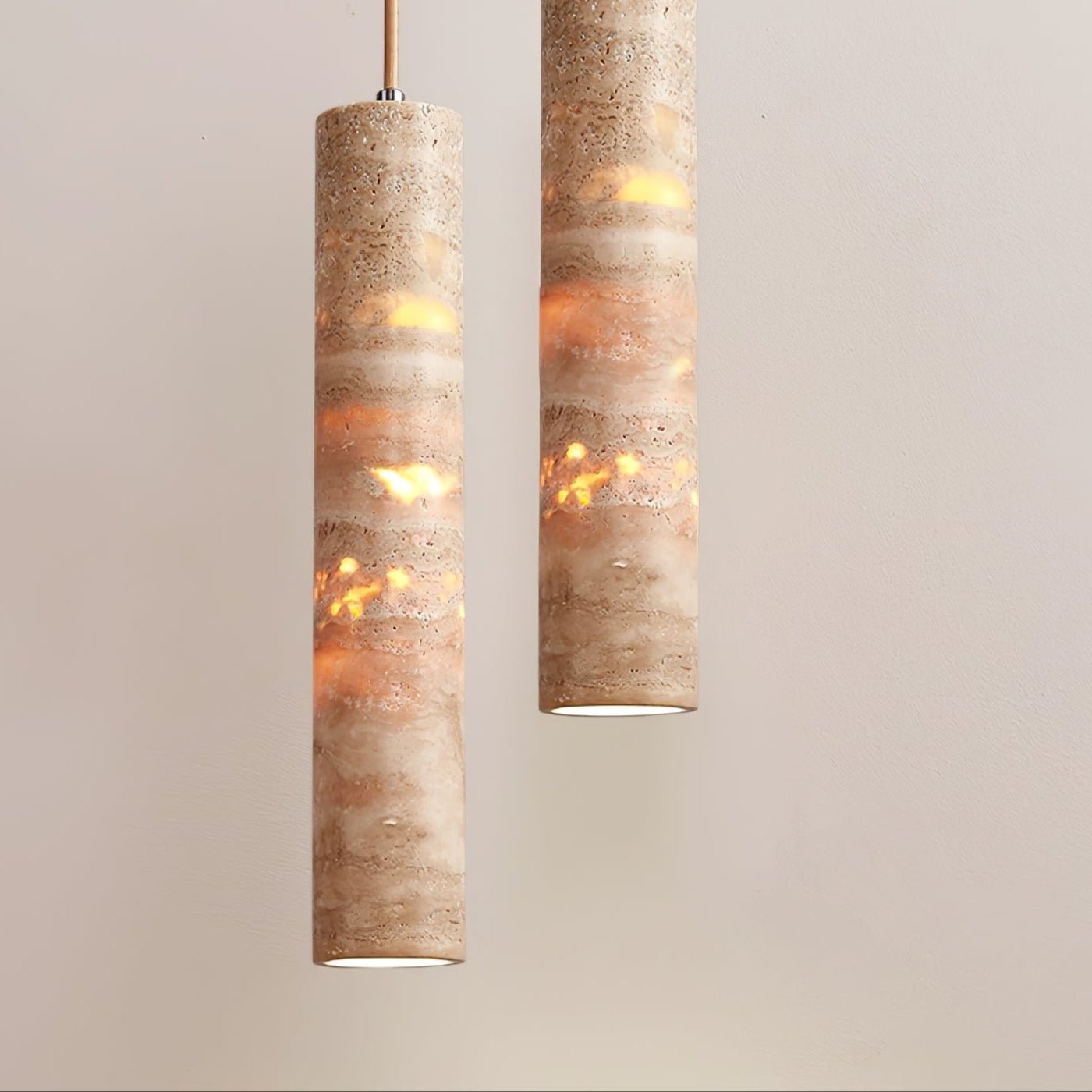 Hanglamp Travertin Cilinder Ø 6 cm Natuursteen Beige Eettafel Kookeiland Bar Verstelbare Hanglamp E27 | Sansoti