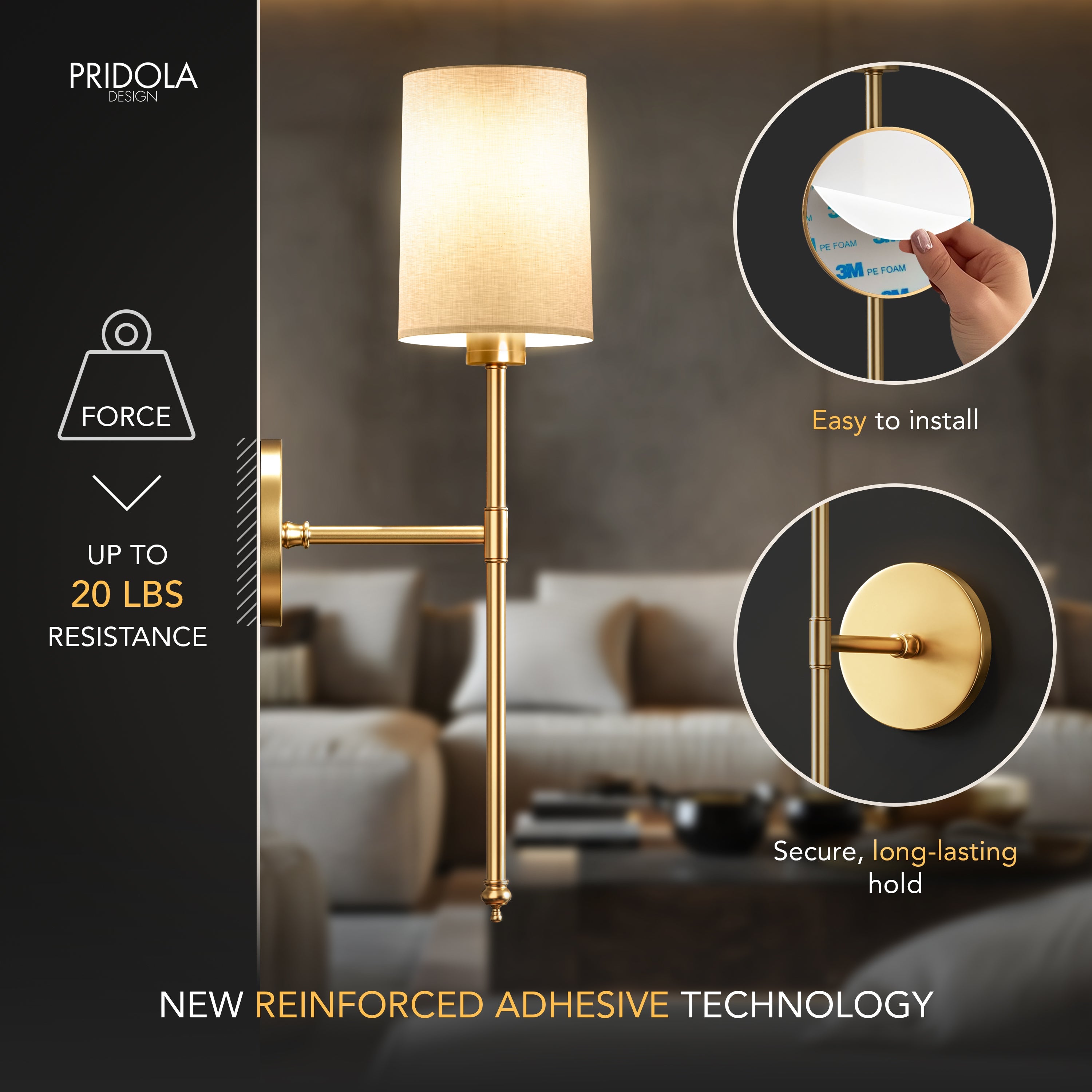 Wandlamp Goud Witte Cilinderkap Set 2 Draadloos Afstandsbediening Dimbaar RGB Slaapkamer | Sansoti