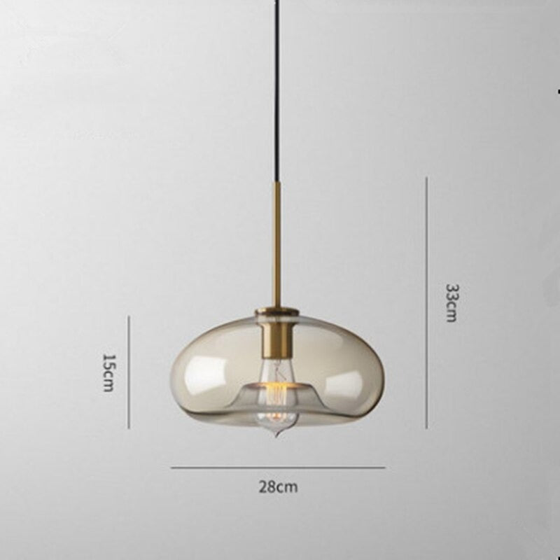 Glazen Hanglamp met Cognackleurige Kap – Stijlvolle Eetkamerverlichting in Verschillende Vormen | Sansoti