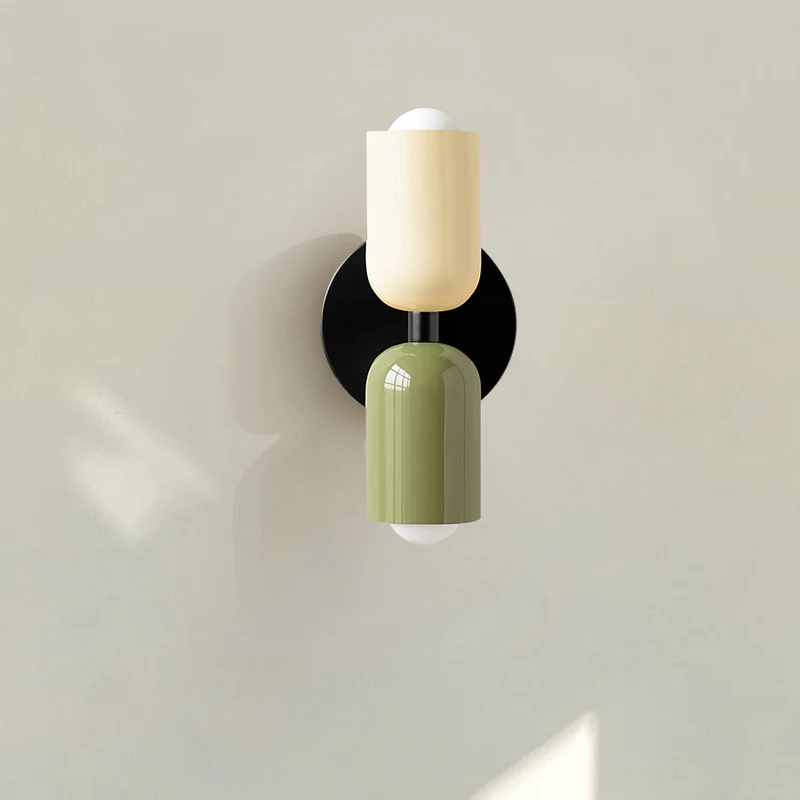 Louvel Wandleuchte Glas Doppellichtpunkt Grün Wandbeleuchtung Wohnzimmer Schlafzimmer modernes Design Up Down Beleuchtung kompakt 12 cm | Restfield