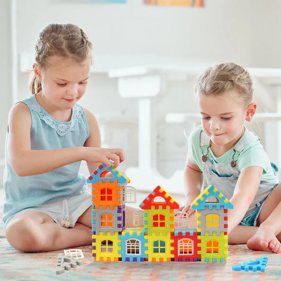 Houten Constructieblokken Set voor Kinderen 3+ Jaar Creatief Bouwen Leren Fijnmotoriek Speelgoed Educatief | Sansoti