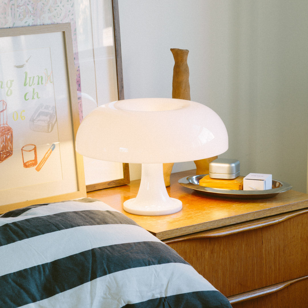 Lampe de table Acrylique Champignon Design Blanc 32cm Lampe de chevet Chambre Éclairage d'ambiance | Restfield