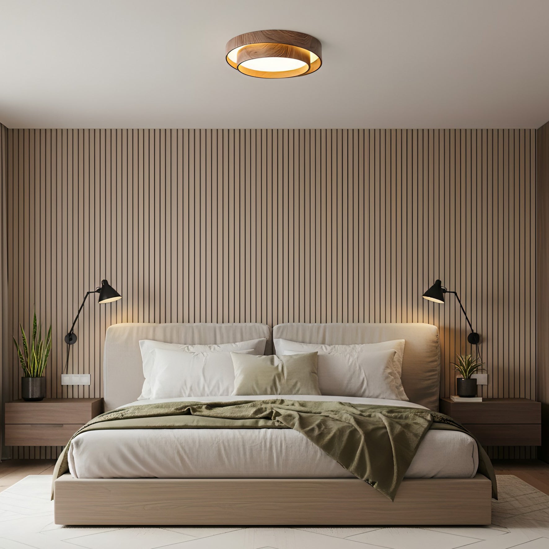 Plafondlamp Walnootlook LED Rond 40cm 50cm Modern Design | Sansoti