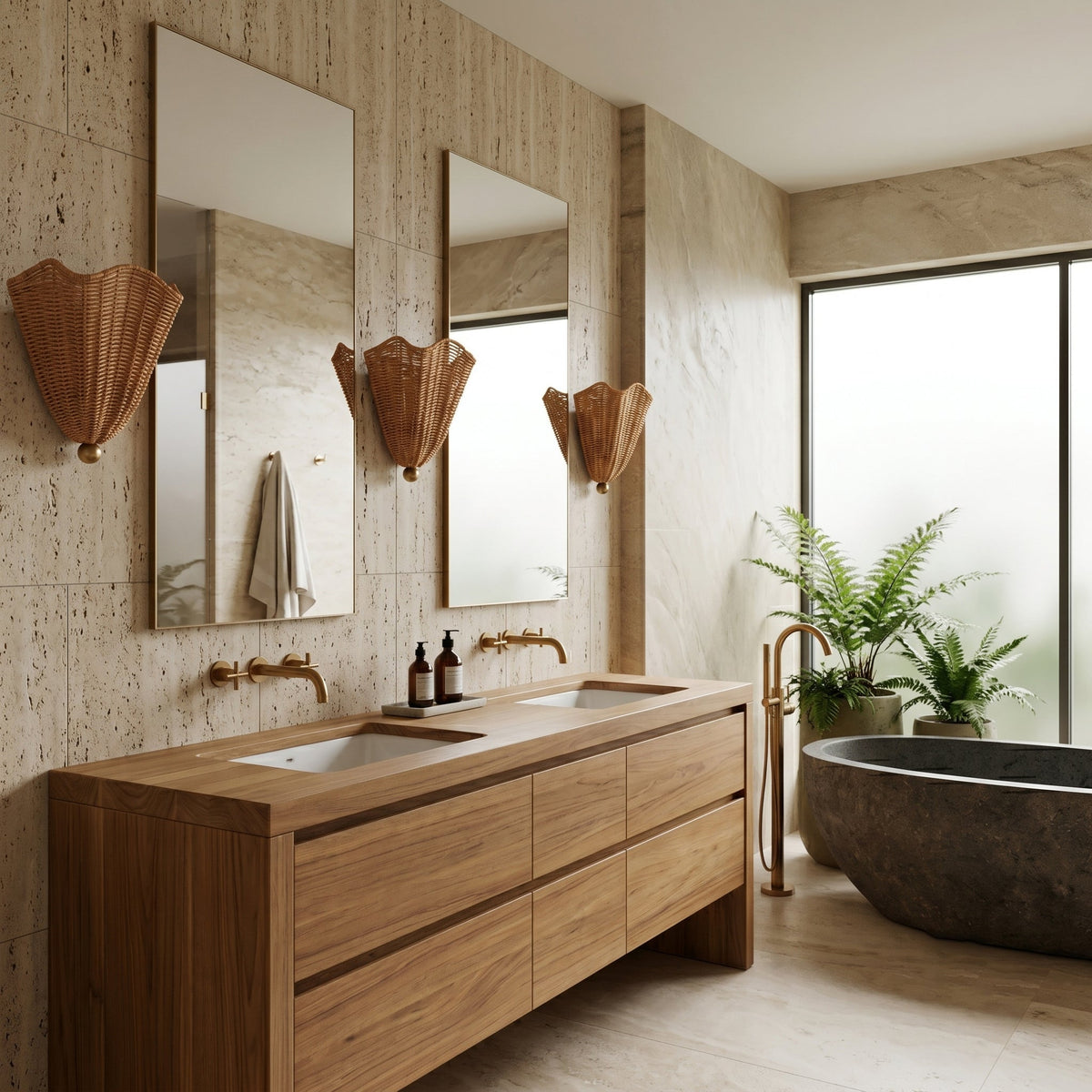 Wandleuchte Rattan Naturbraun E26 E27 LED-Fassung Innenbeleuchtung Boho-Stimmungsleuchte Dekorativ | Sansoti