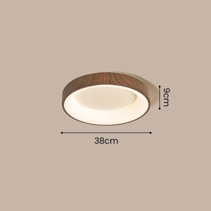 LED Deckenleuchte Holzoptik Eisen Acryl Rund Wohnzimmer Schlafzimmer Flur Moderne Deckenleuchte Skandinavisches Design Warmes Licht | Restfield