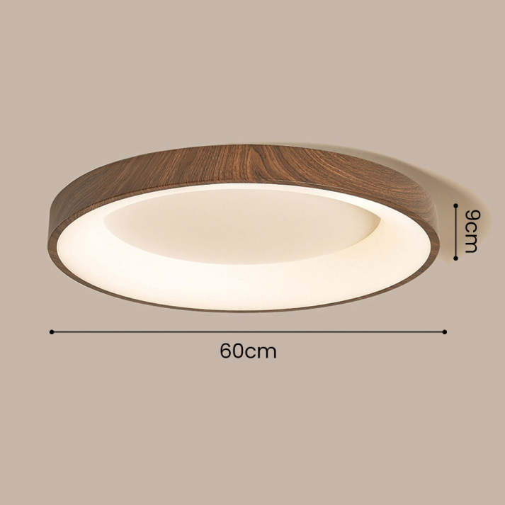 LED Deckenleuchte Holzoptik Eisen Acryl Rund Wohnzimmer Schlafzimmer Flur Moderne Deckenleuchte Skandinavisches Design Warmes Licht | Restfield