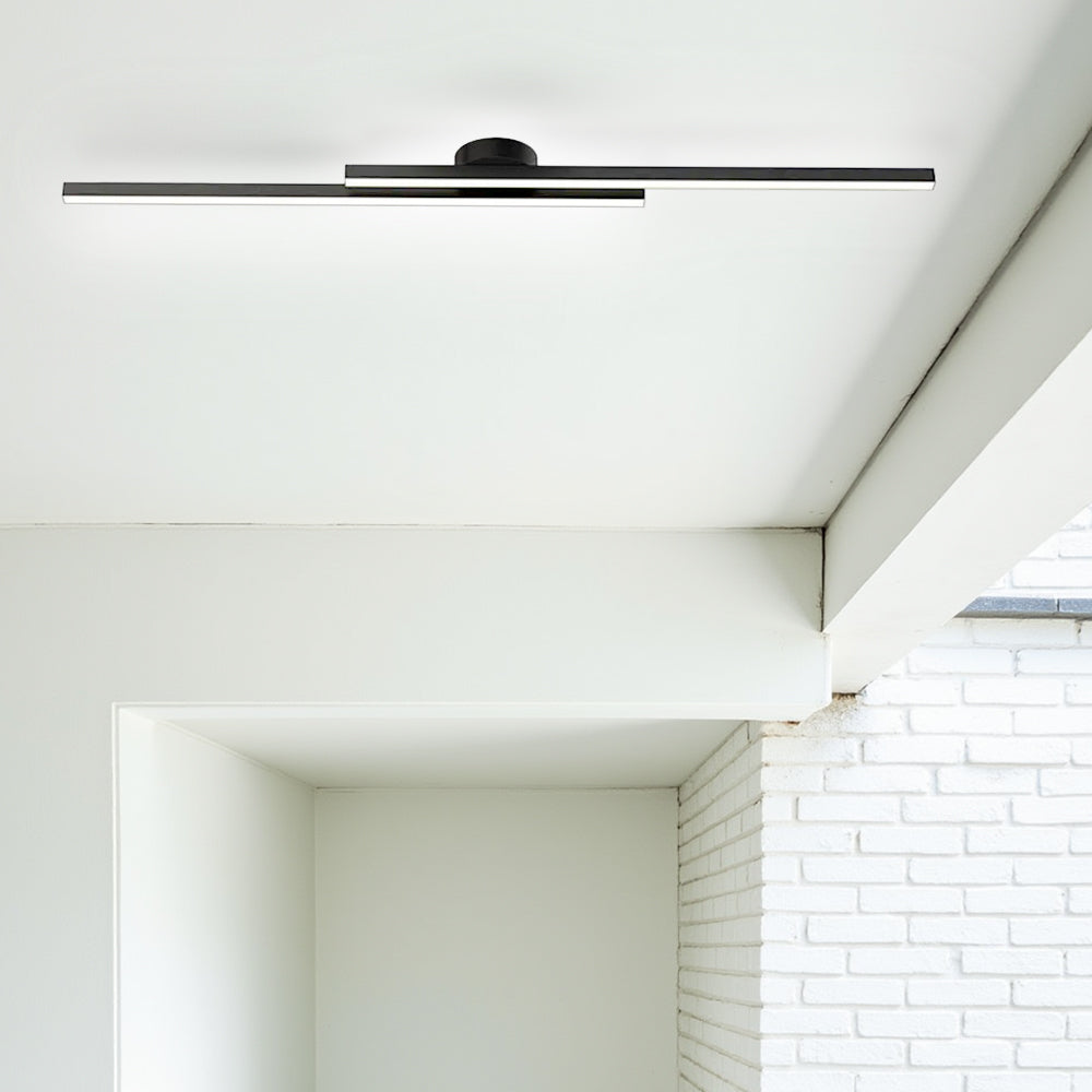 Longstrip plafondlamp LED aluminium zwart woonkamer hal slaapkamer lineaire plafondverlichting modern strak design | Sansoti