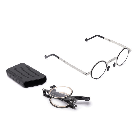 Vouwbare Leesbril met Blauwlichtfilter Titanium Rond en Vierkant Ultralicht Compact 19g Oogbescherming | Sansoti