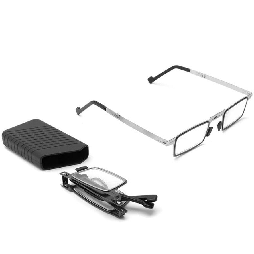Vouwbare Leesbril met Blauwlichtfilter Titanium Rond en Vierkant Ultralicht Compact 19g Oogbescherming | Sansoti