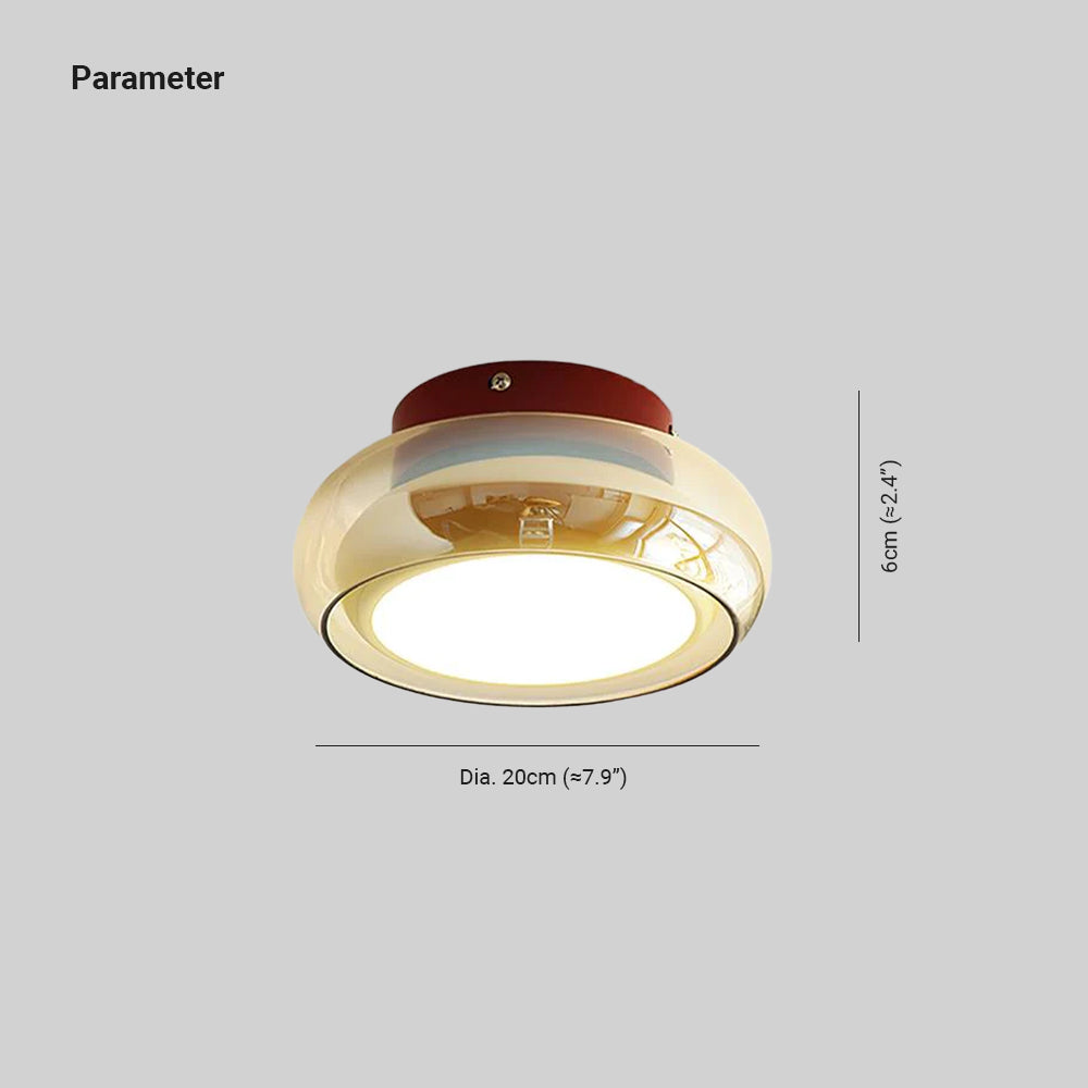 Plafondlamp Cognac Glas Metaal Rood Accent 3 Lichtkleuren LED Woonkamer Slaapkamer Luxe | Sansoti