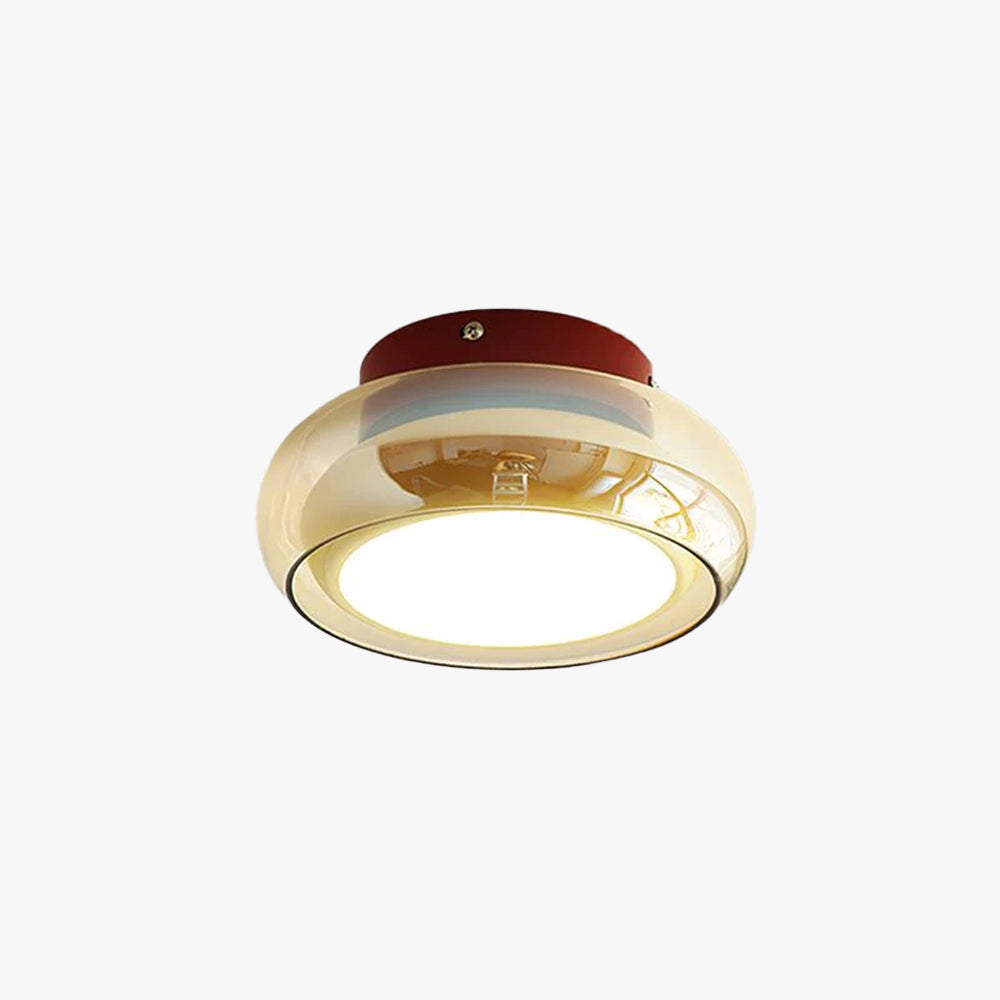 Plafondlamp Cognac Glas Metaal Rood Accent 3 Lichtkleuren LED Woonkamer Slaapkamer Luxe | Sansoti
