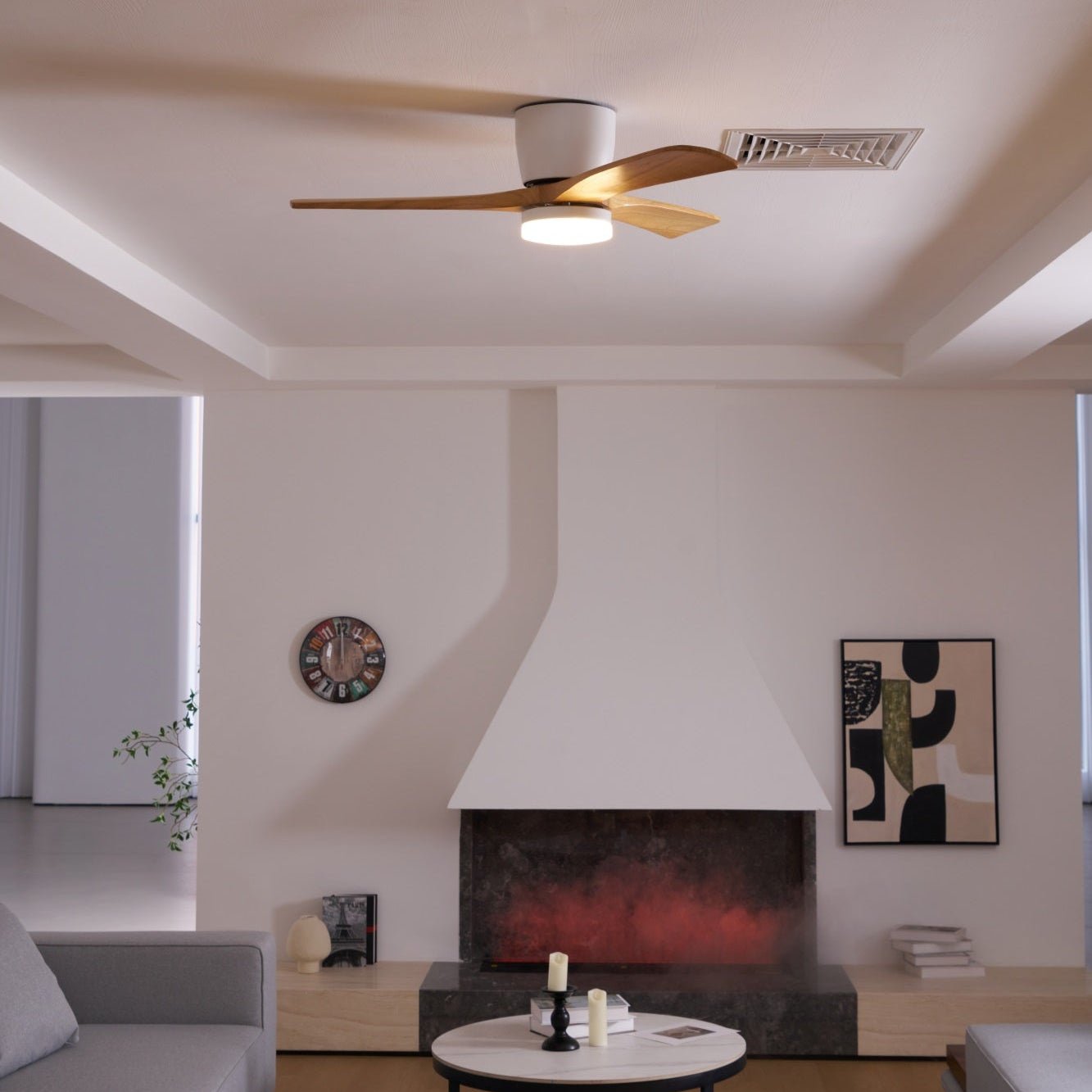 Deckenventilator mit LED-Beleuchtung und Holzflügeln – skandinavisches Design | Restfield