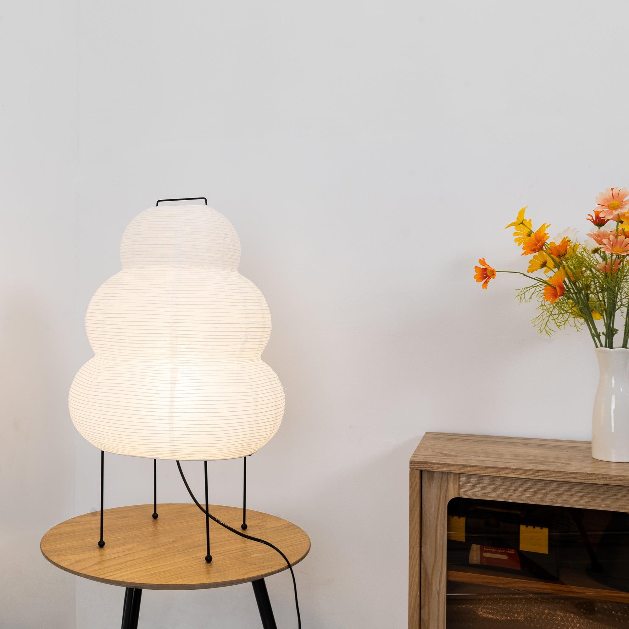 Japanse Lantaarn Tafellamp met Handgemaakt Moerbeipapier Scherm – 8 Maten – E26 Fitting – Plug & Play met 150 cm Snoer – Inspiratie 1951 Akari Lantaarns | Sansoti