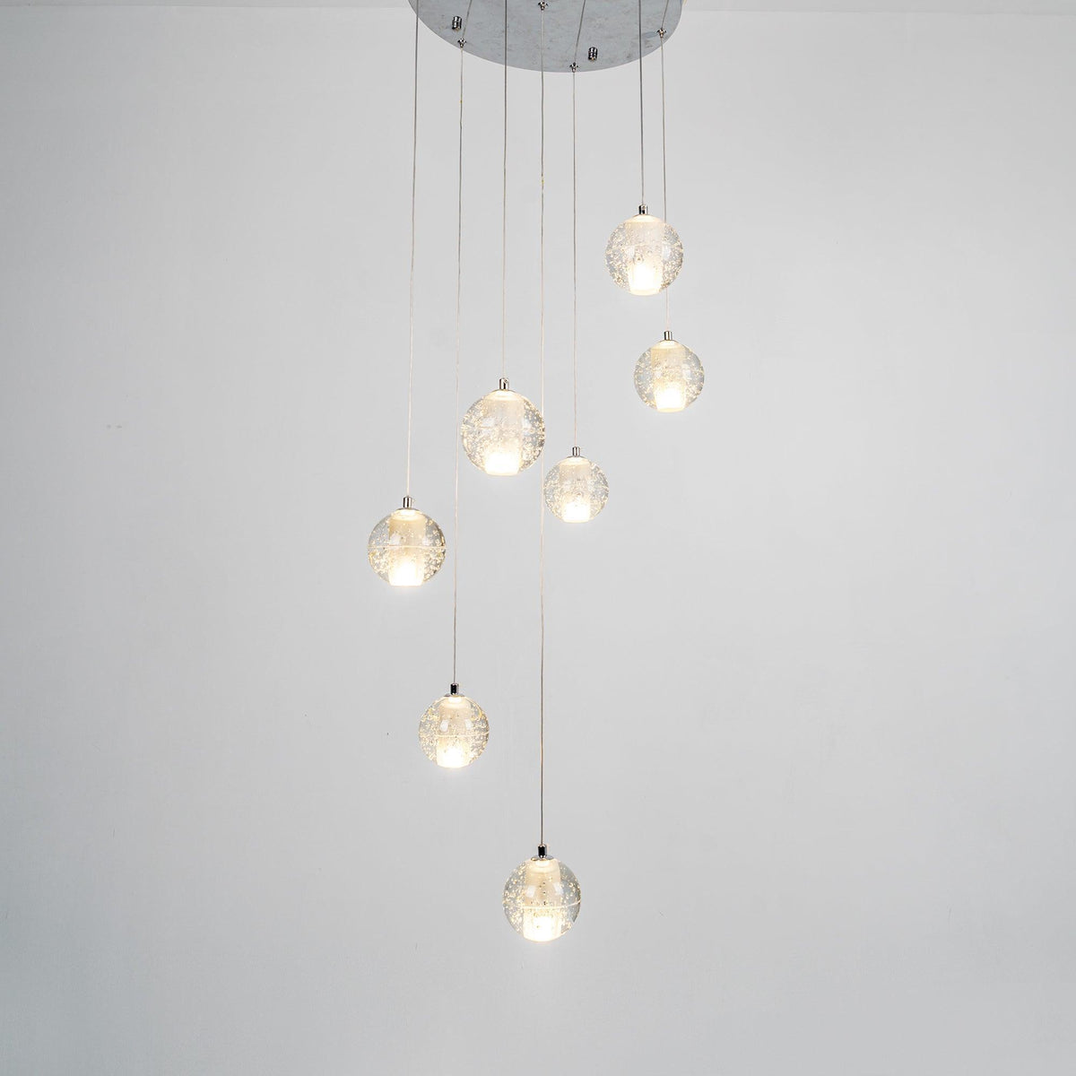 Crystal Cluster Pendant Lights Multiple Spheres Chrome Ceiling Lighting Modern Design Dining Room Living Room | Sansoti