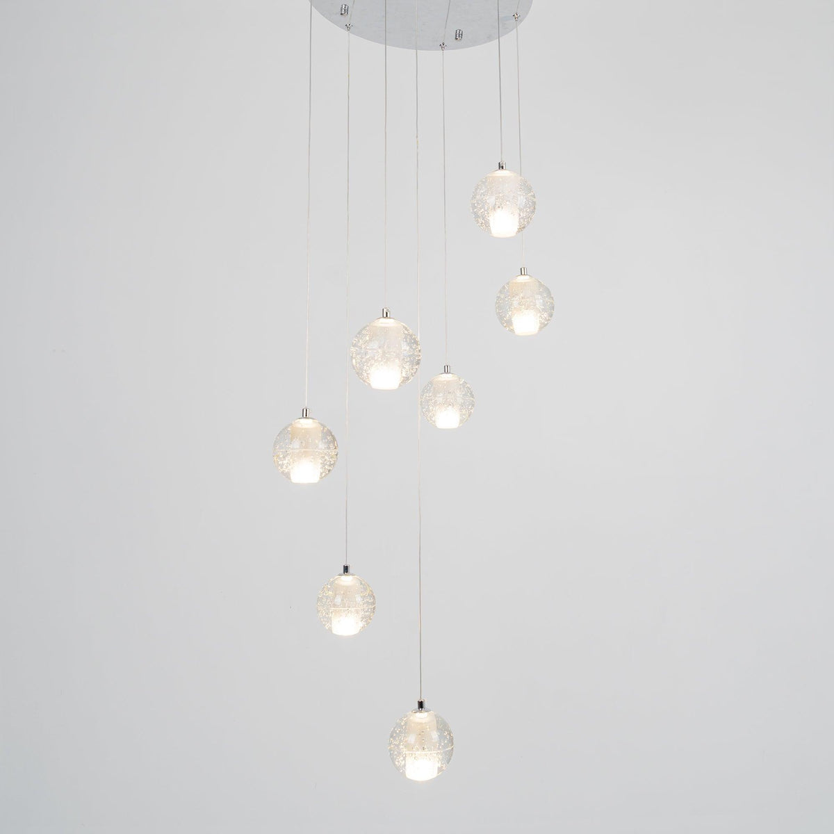 Crystal Cluster Pendant Lights Multiple Spheres Chrome Ceiling Lighting Modern Design Dining Room Living Room | Sansoti