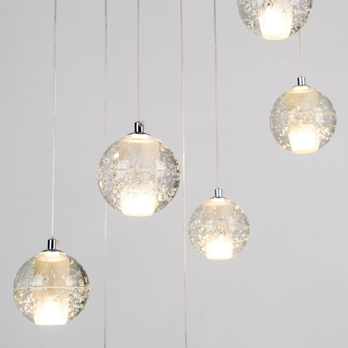 Crystal Cluster Pendant Lights Multiple Spheres Chrome Ceiling Lighting Modern Design Dining Room Living Room | Sansoti