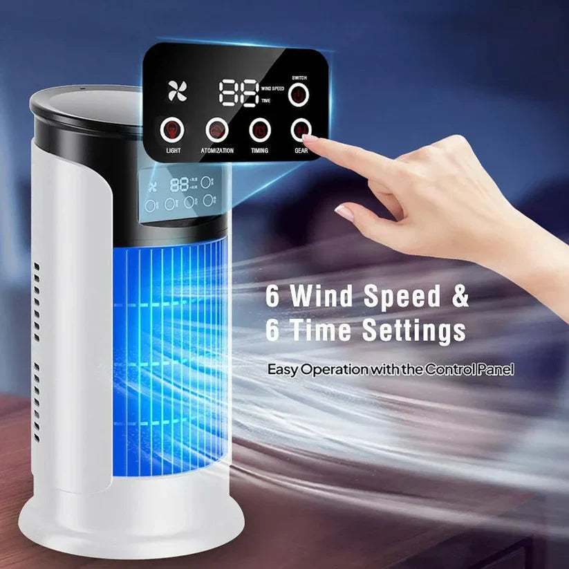 Mobile Air Cooler with Nebulizer | Frameless Evaporative Cooler for Home and Office | 300ml Water Tank | Whisper Quiet <23dB | Energy Efficient 18W | Sansoti