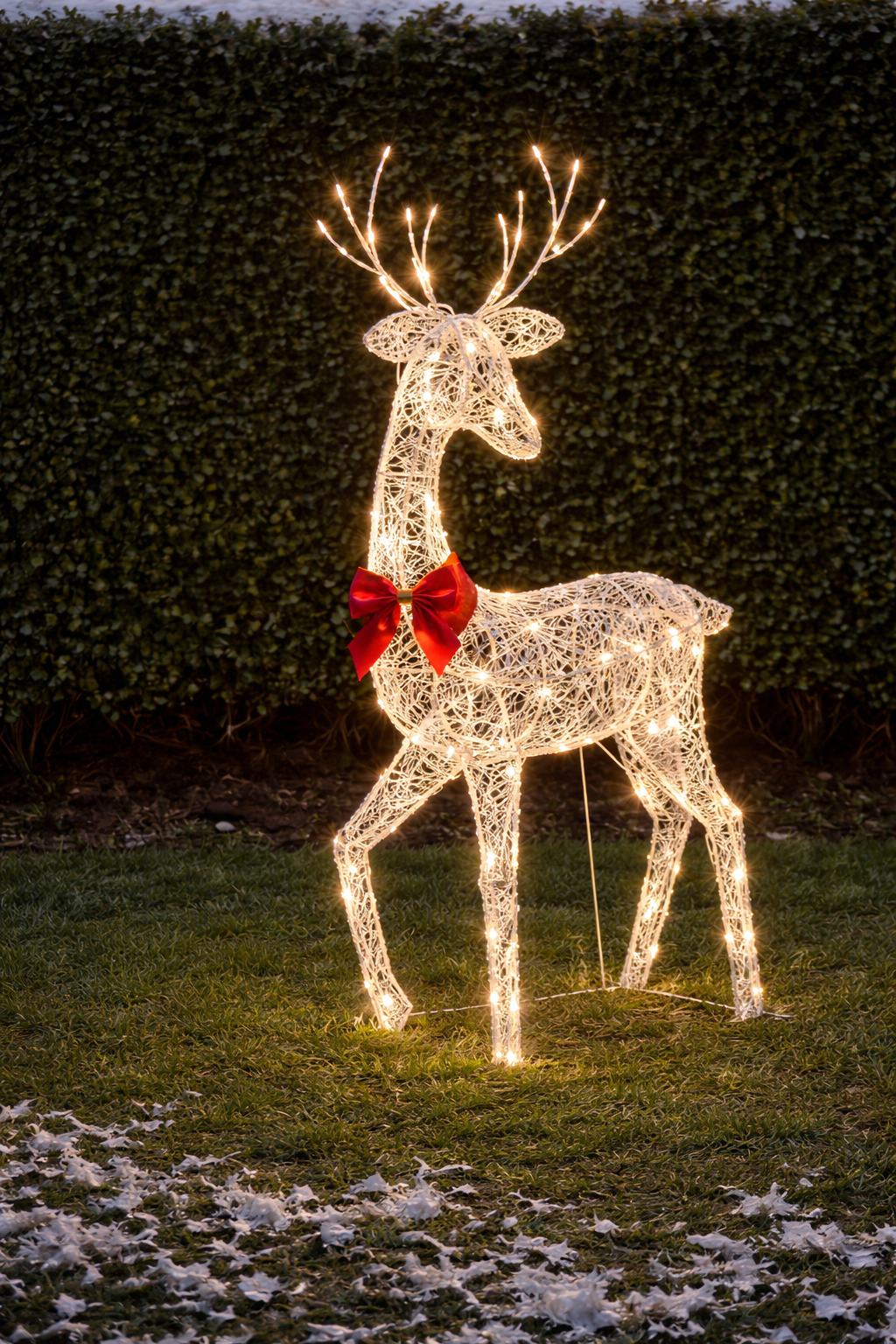 Verlichte Rendierenfamilie Decoratie Rotan Design Voor Tuin Gouden Finish Outdoor Kerstverlichting Set 3-Delig | Sansoti