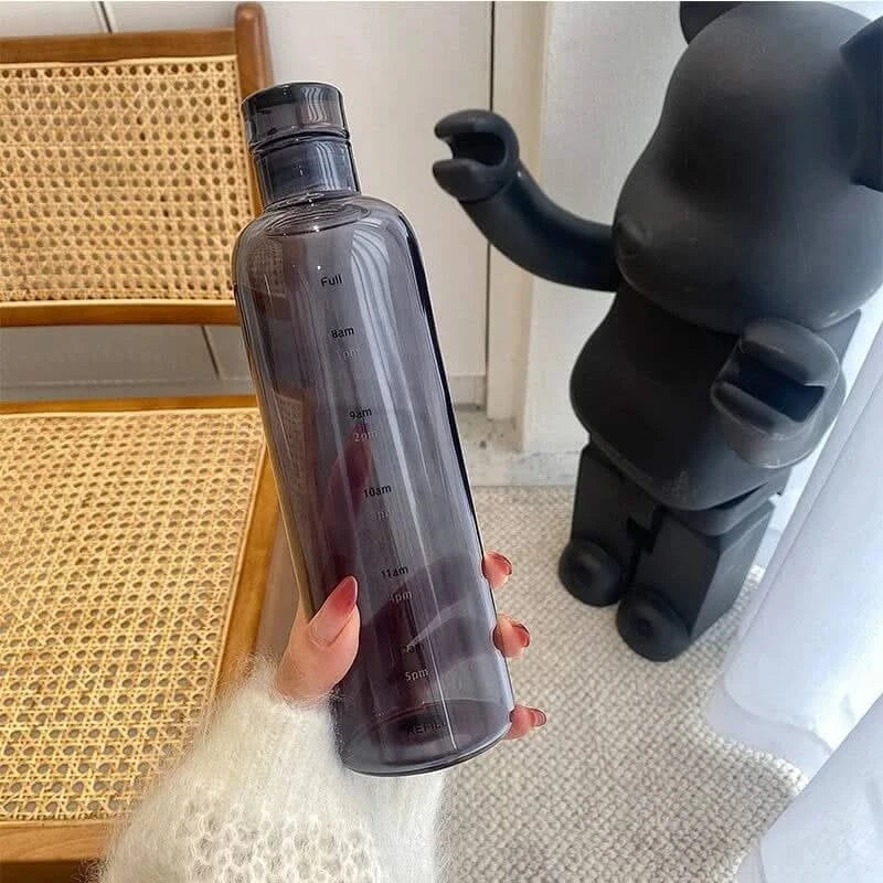 Gourde avec indication de l'heure 500ml 700ml Transparente Noire Étanche Sans BPA pour l'hydratation quotidienne et le sport | Sansoti
