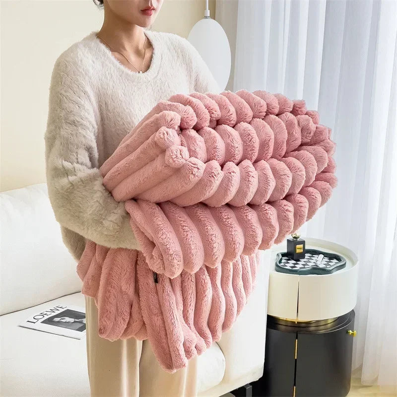 Weiche Fleece-Decke aus Kunstfell 120-230cm, Sofa, Bett, warme Decke, Herbst, Winter, Wohnzimmer, Schlafzimmer, dekorativ | Sansoti