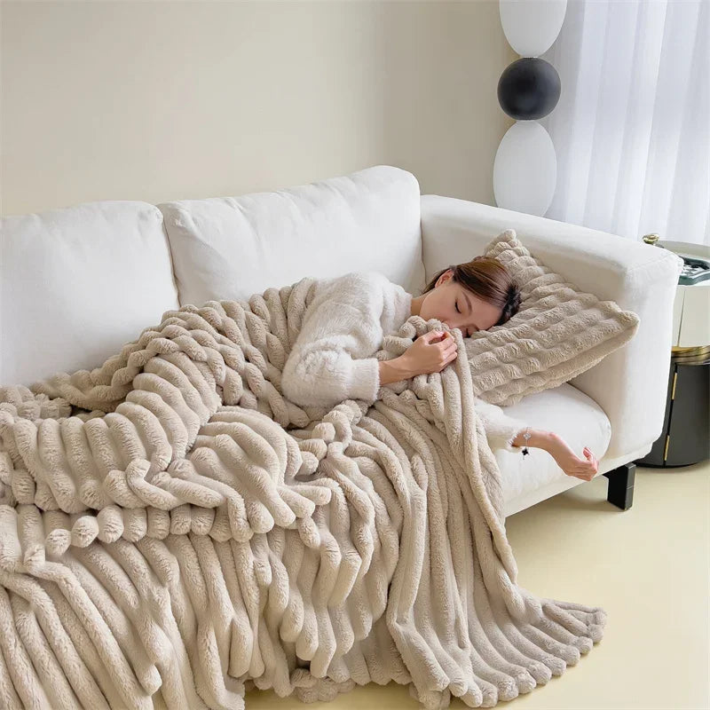 Weiche Fleece-Decke aus Kunstfell 120-230cm, Sofa, Bett, warme Decke, Herbst, Winter, Wohnzimmer, Schlafzimmer, dekorativ | Sansoti