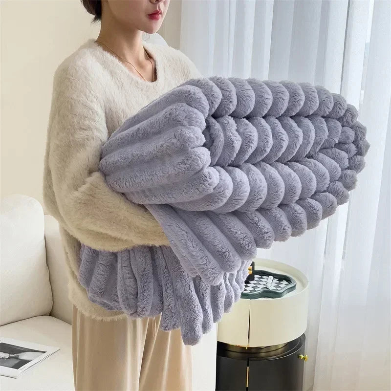 Weiche Fleece-Decke aus Kunstfell 120-230cm, Sofa, Bett, warme Decke, Herbst, Winter, Wohnzimmer, Schlafzimmer, dekorativ | Sansoti