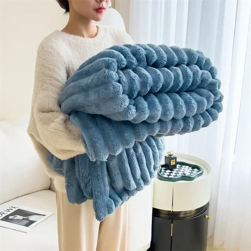 Weiche Fleece-Decke aus Kunstfell 120-230cm, Sofa, Bett, warme Decke, Herbst, Winter, Wohnzimmer, Schlafzimmer, dekorativ | Sansoti