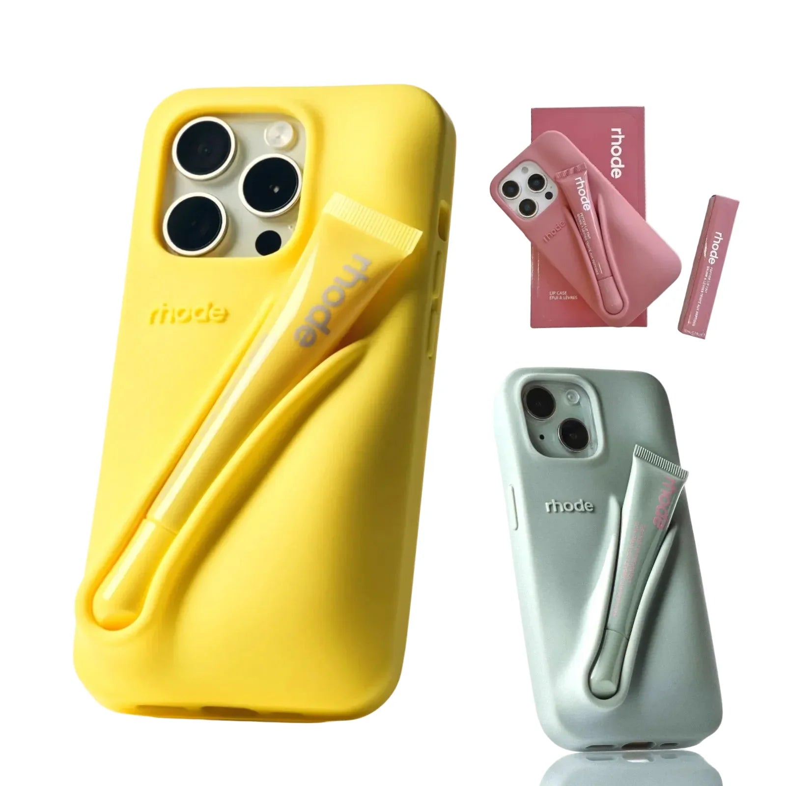 Phone Case with Lip Gloss Set for iPhone 13 to 17 – Silicone Protective Case with Beauty Accessory – Premium Combination | Sansoti