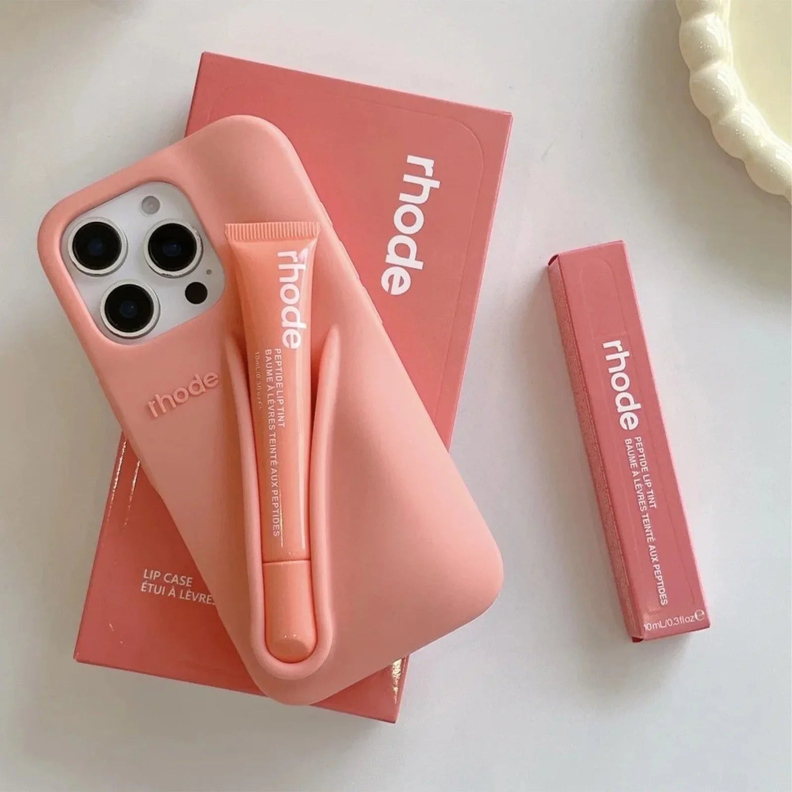 Phone Case with Lip Gloss Set for iPhone 13 to 17 – Silicone Protective Case with Beauty Accessory – Premium Combination | Sansoti