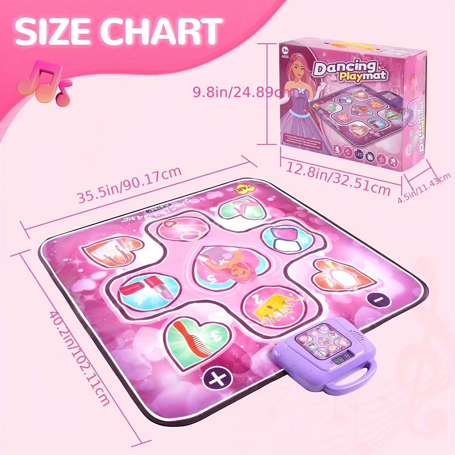 Interactieve Dansmat voor Kinderen met Score-Functie | Muziekmat | Bewegingsmat Spelend Leren Roze | Sansoti