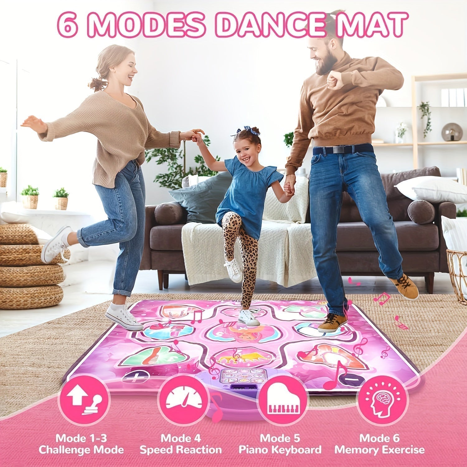 Interactieve Dansmat voor Kinderen met Score-Functie | Muziekmat | Bewegingsmat Spelend Leren Roze | Sansoti