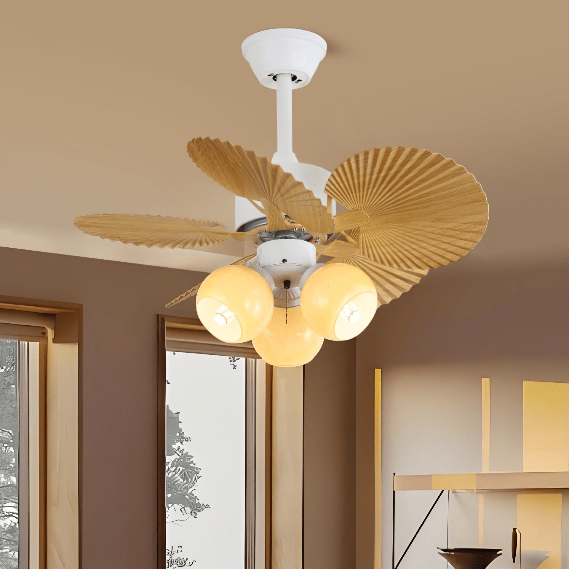 Vintage Plafondventilator Aurelia met Verlichting en Hout – Ø80×30cm 35W LED | Sansoti