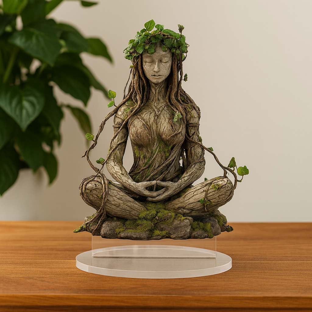 Spirituele Godin Sculptuur Acryl – Meditatieve Woonkamerdecoratie voor Mindfulness – 16.3×20 cm Moderne Kunstfiguur | Sansoti
