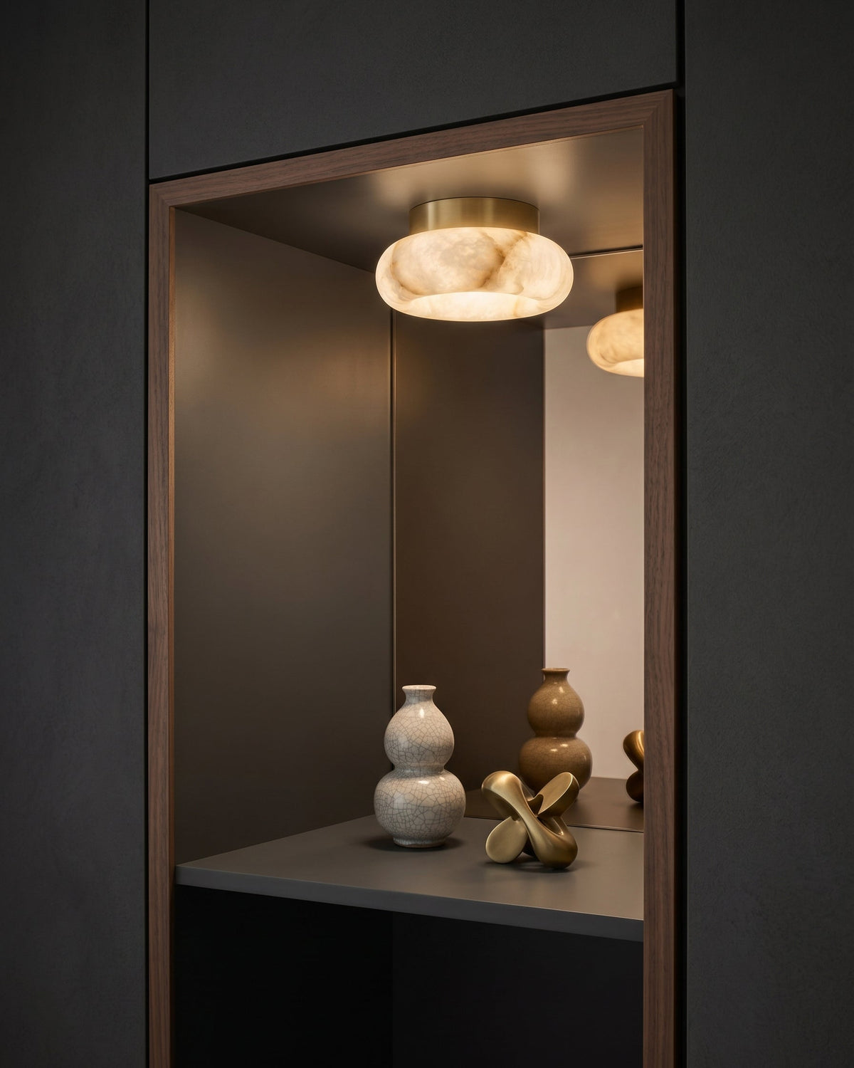 Plafondlamp Messing Albast Geïntegreerde LED 3 Formaten Elegant Sfeerlicht Klassiek Retro Verlichting | Sansoti