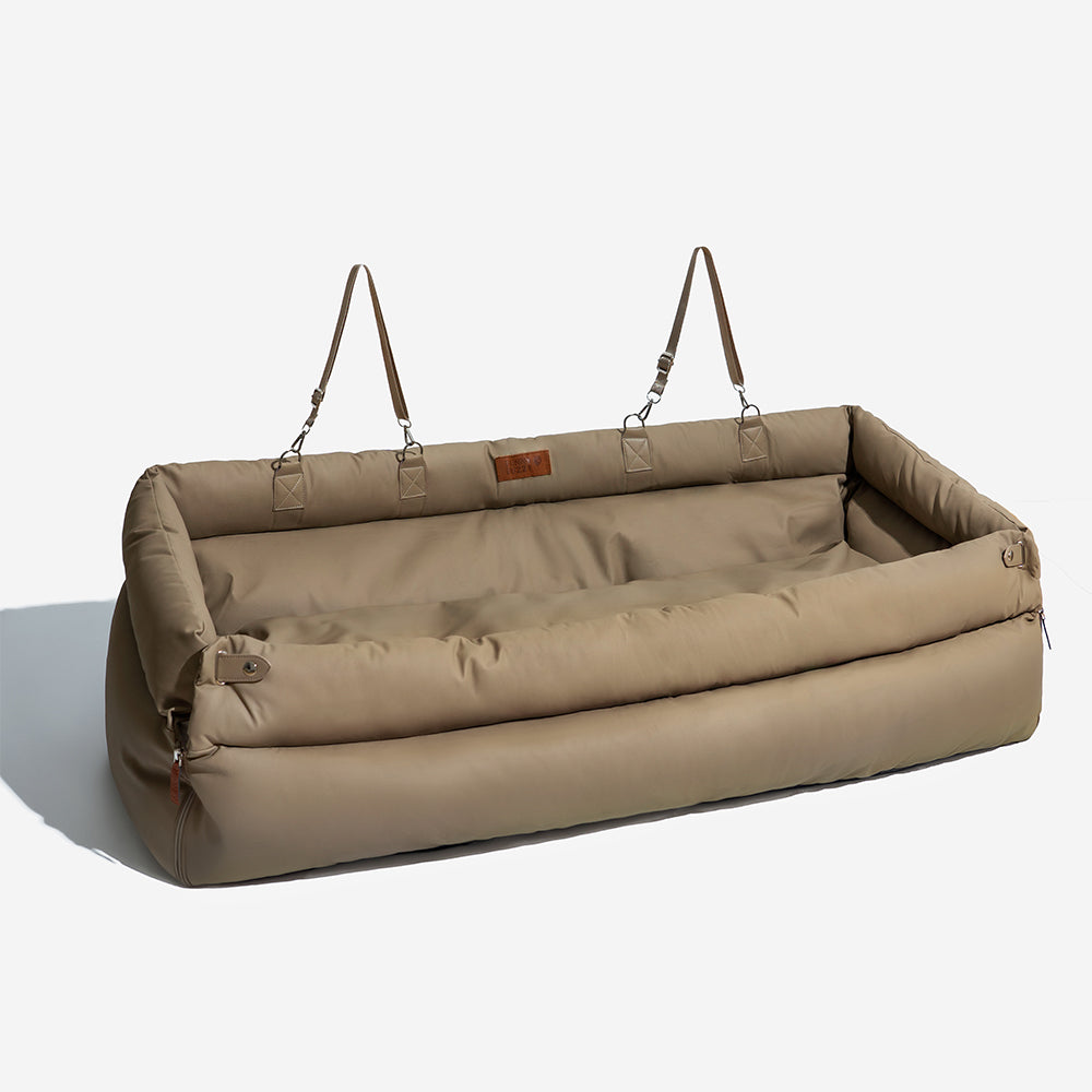 Hondenautostoel Luxe Kunstleer Reismand Large Deluxe Veilig & Comfortabel voor Middelgrote Grote Honden | Sansoti
