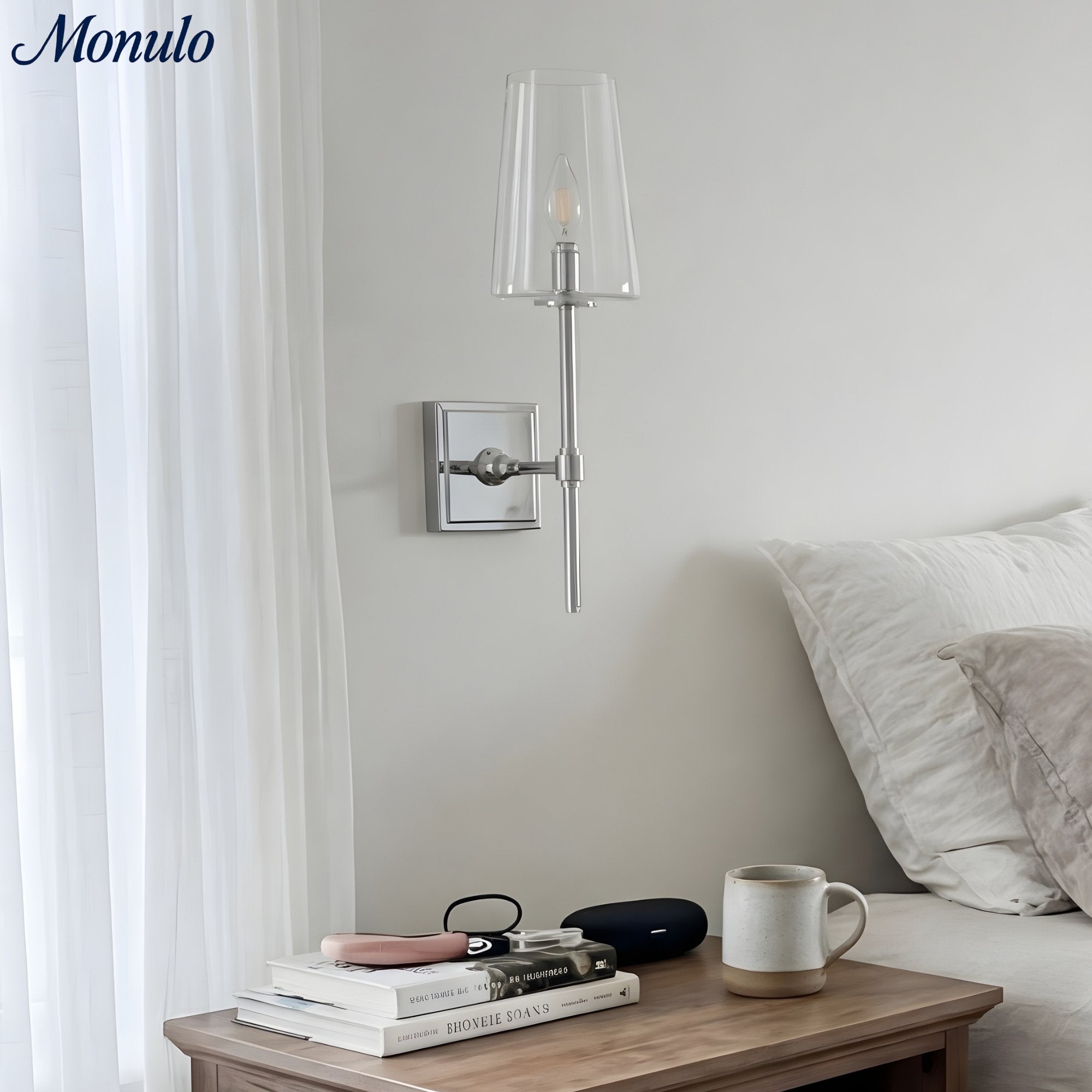 Glazen Wandlamp met Helder Glas – Enkelvoudige tot Drievoudige Configuratie – Elegante Badkamerverlichting | Sansoti