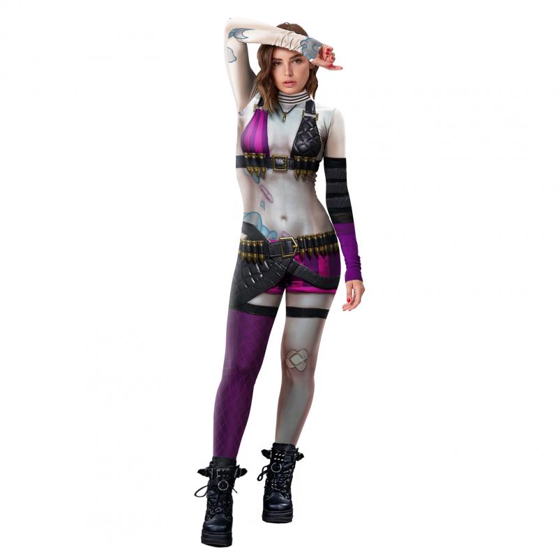 Anime 3D-Printed Purple Zentai Jumpsuit Cosplay Costume for Halloween, Gaming Parties, Carnival and Fancy Dress | Sansoti