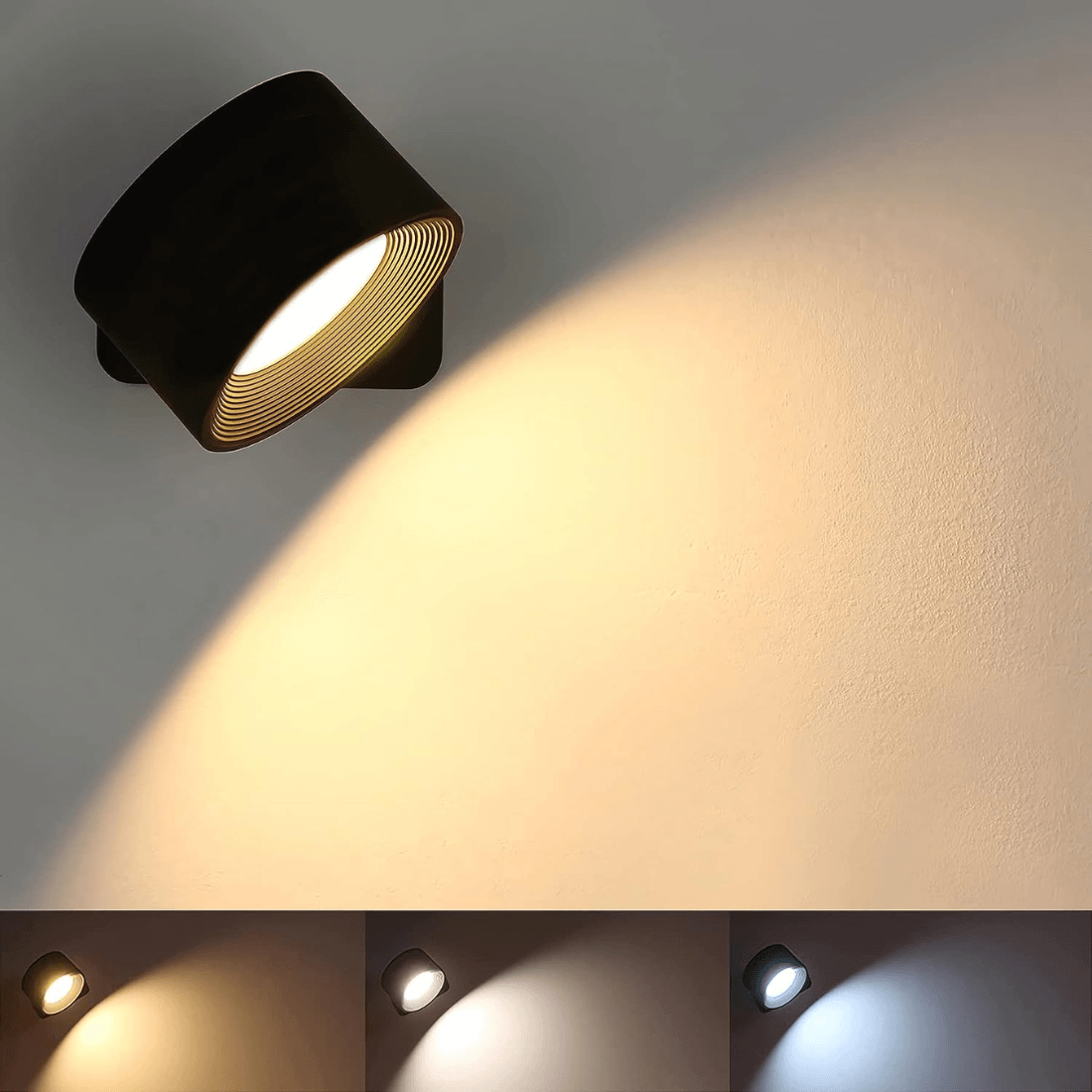Draadloze Wandlamp Verstelbaar 360° LED Oplaadbaar USB Leeslamp Slaapkamer Woonkamer Hal Batterij Dimbaar | Sansoti