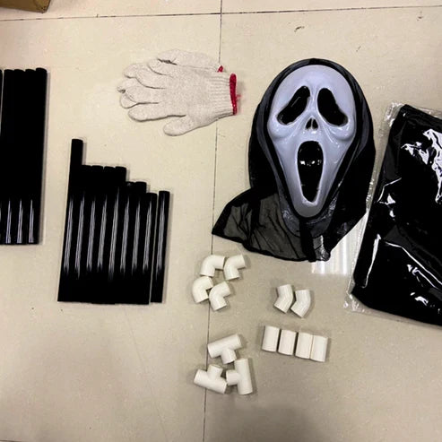 Schwebendes Gespenst, 200 cm, mit Stützstange für Garten und Eingangsbereich, Halloween-Außendekoration und Partydekoration | Sansoti