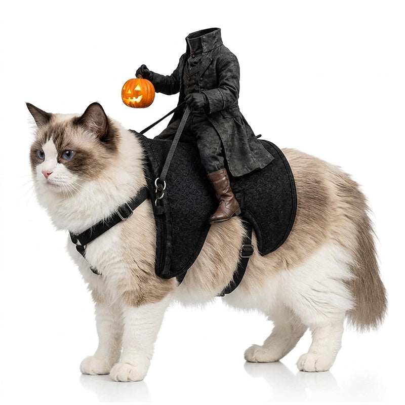 Halloween Pet Costume 3D Pumpkin with Headless Horseman Motif for Dogs and Cats Photoshoot Party Dress-Up | Sansoti