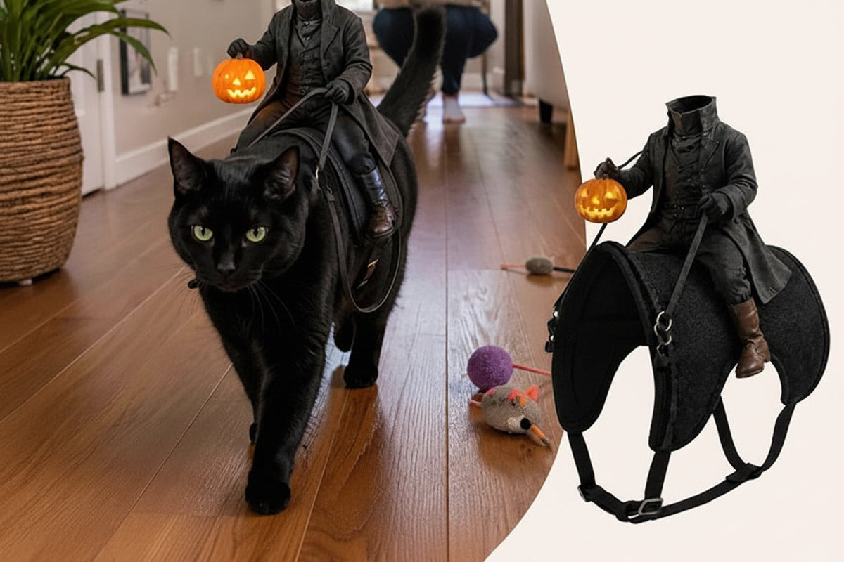 Halloween Pet Costume 3D Pumpkin with Headless Horseman Motif for Dogs and Cats Photoshoot Party Dress-Up | Sansoti