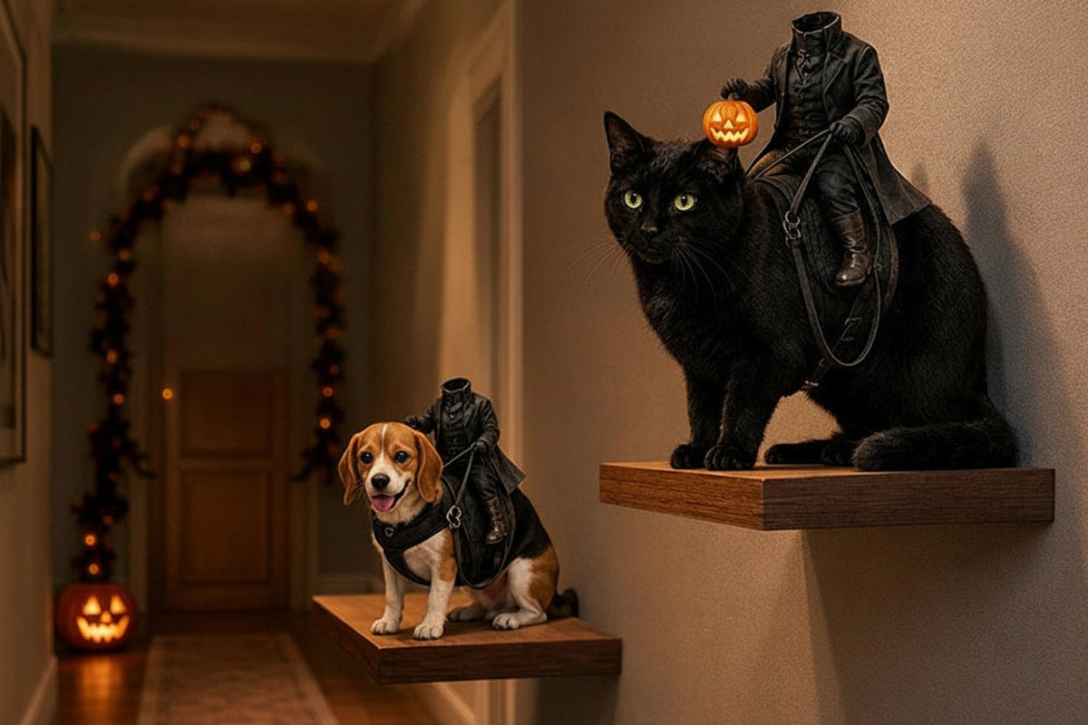 Halloween Pet Costume 3D Pumpkin with Headless Horseman Motif for Dogs and Cats Photoshoot Party Dress-Up | Sansoti