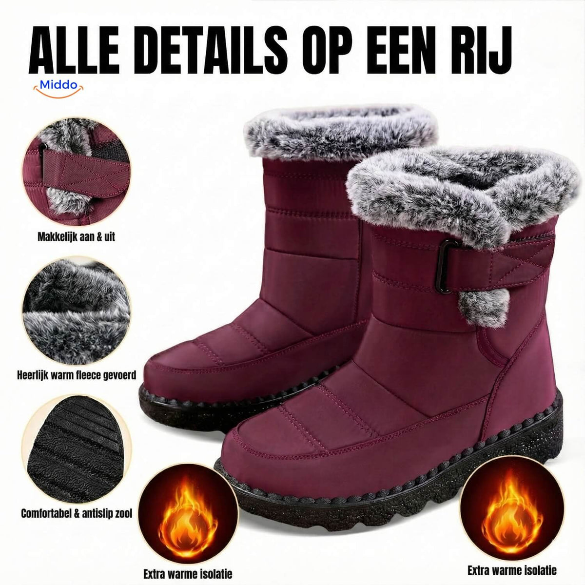 Gefütterte Winterstiefel für Damen und Herren, wasserabweisend, rutschfest, warm, mit Fleecefutter, knöchelhoch, Schneestiefel für den Winter | Sansoti