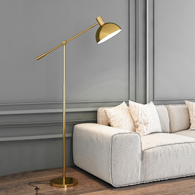 Moderne Staande Lamp met Gouden Arm 88cm | Metalen Design Vloerlamp met Verstelbare Kop | Industriële Staande Leeslamp Woonkamer Slaapkamer | Sansoti