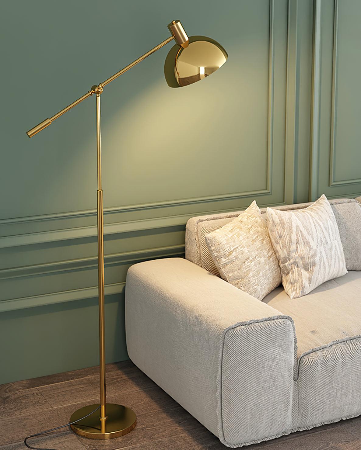 Moderne Staande Lamp met Gouden Arm 88cm | Metalen Design Vloerlamp met Verstelbare Kop | Industriële Staande Leeslamp Woonkamer Slaapkamer | Sansoti