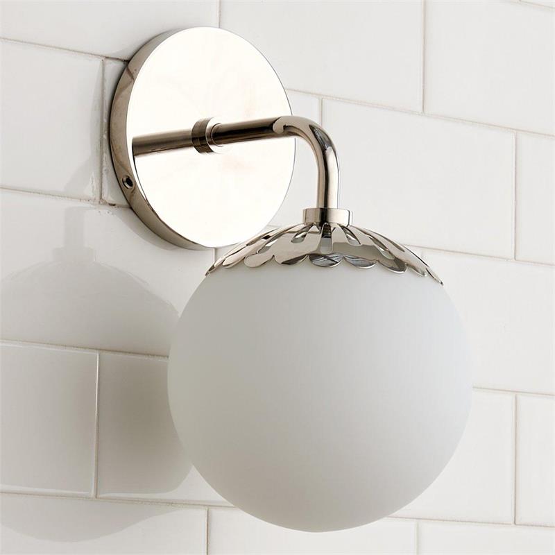 Applique murale Art déco avec abat-jour floral et globe en verre – éclairage mural design en laiton, noir ou nickel pour salon et salle de bain | Restfield