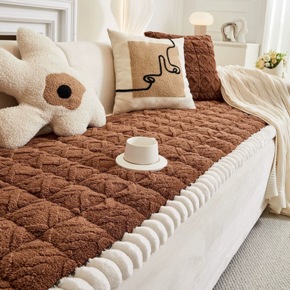 Sherpa Bankbeschermhoes – Gequilt Microfiber Bankovertrek met Anti-Slip voor 1-Zits 2-Zits 3-Zits 4-Zits Banken – Bescherming tegen Vlekken Stof Slijtage | Sansoti